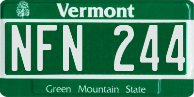VT license plate NFN244