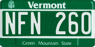 VT license plate NFN260