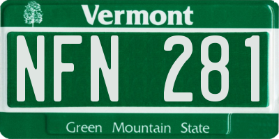 VT license plate NFN281