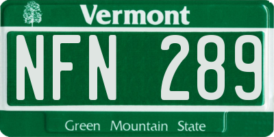 VT license plate NFN289