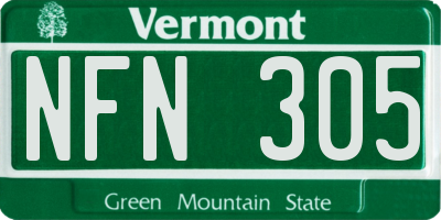VT license plate NFN305