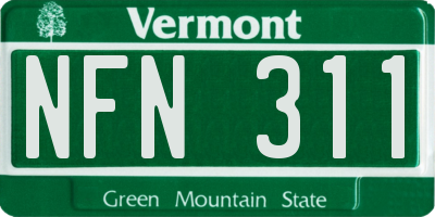 VT license plate NFN311
