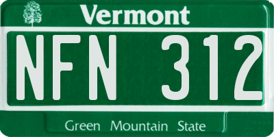 VT license plate NFN312