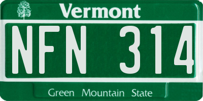 VT license plate NFN314