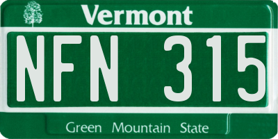 VT license plate NFN315