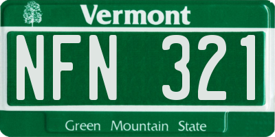 VT license plate NFN321