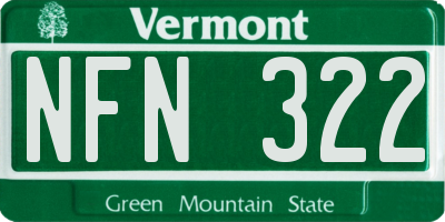 VT license plate NFN322
