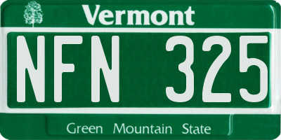 VT license plate NFN325