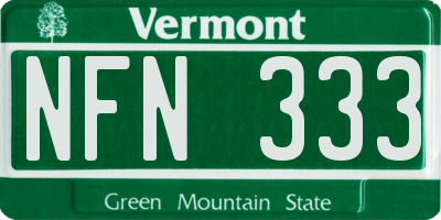 VT license plate NFN333