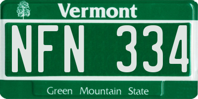 VT license plate NFN334