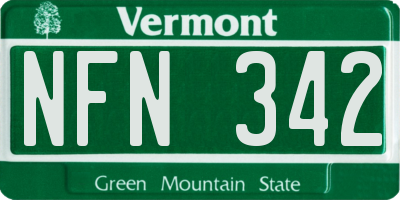 VT license plate NFN342