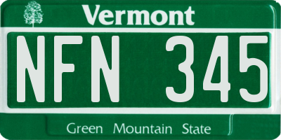 VT license plate NFN345