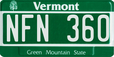 VT license plate NFN360