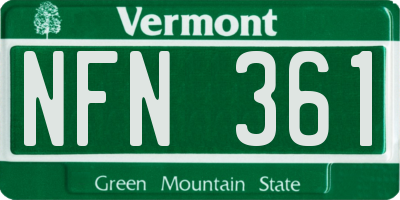 VT license plate NFN361