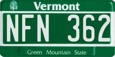 VT license plate NFN362