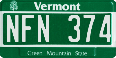 VT license plate NFN374