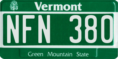 VT license plate NFN380