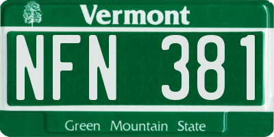 VT license plate NFN381