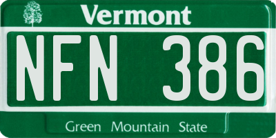 VT license plate NFN386