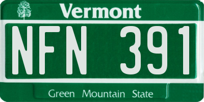 VT license plate NFN391