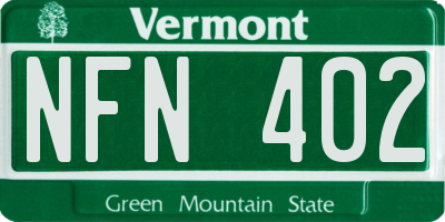 VT license plate NFN402