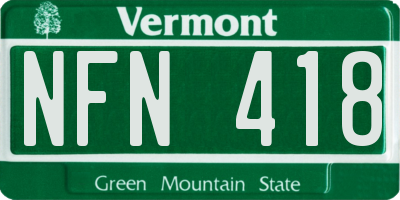 VT license plate NFN418