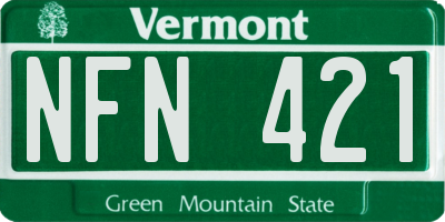 VT license plate NFN421