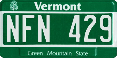VT license plate NFN429