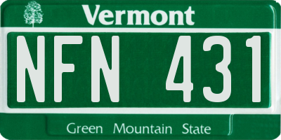 VT license plate NFN431