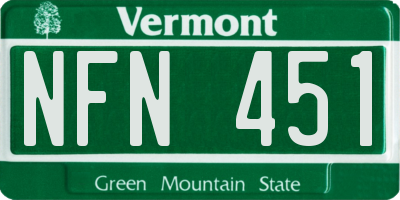 VT license plate NFN451