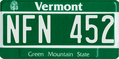 VT license plate NFN452