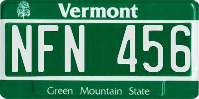 VT license plate NFN456
