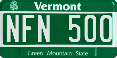 VT license plate NFN500