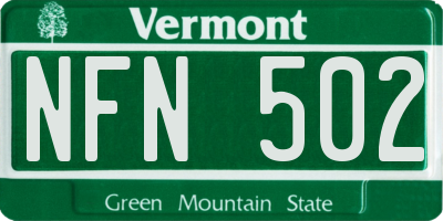 VT license plate NFN502