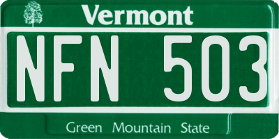VT license plate NFN503