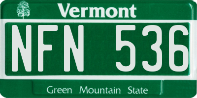 VT license plate NFN536