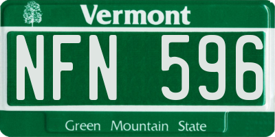VT license plate NFN596