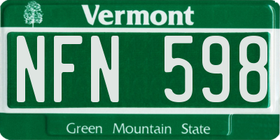 VT license plate NFN598