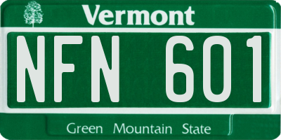 VT license plate NFN601