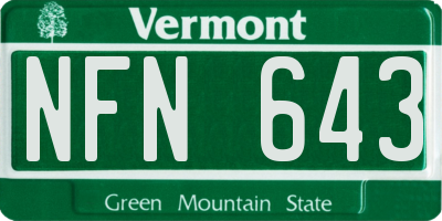 VT license plate NFN643