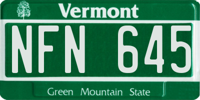 VT license plate NFN645