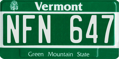 VT license plate NFN647