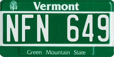 VT license plate NFN649