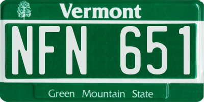VT license plate NFN651