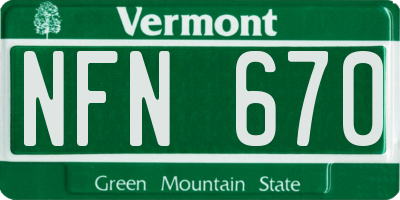 VT license plate NFN670