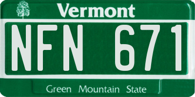 VT license plate NFN671