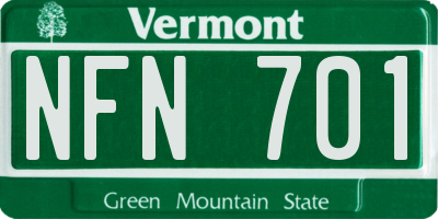 VT license plate NFN701