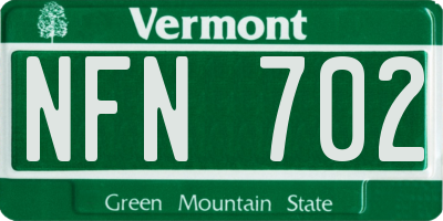VT license plate NFN702