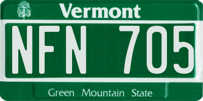 VT license plate NFN705