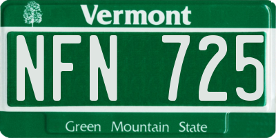 VT license plate NFN725